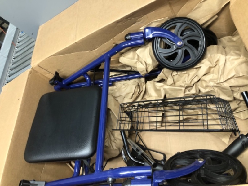 Photo 2 of Medline Standard Steel Folding Rollator with 8" Wheels, with Locking Brakes, Supports up to 300 Lbs., Blue Frame
