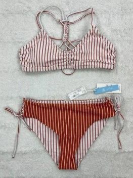 Photo 1 of Cupshe Stripe Lace Up Bikini Medium NWT Reversible
