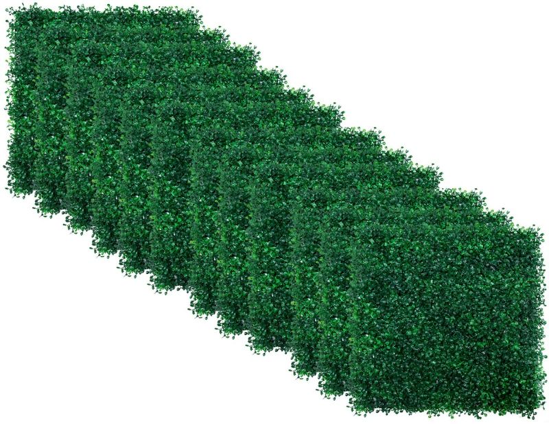 Photo 1 of 12pcs Boxwood Panels - 20"x20" Artificial Faux Hedge Plant for 33 SQ Feet Per Boxwood Hedge Set - Use for UV Protection Indoor Outdoor, Fence Privacy Screen, Grass Wall, Greenery Backdrop, Dark Green
