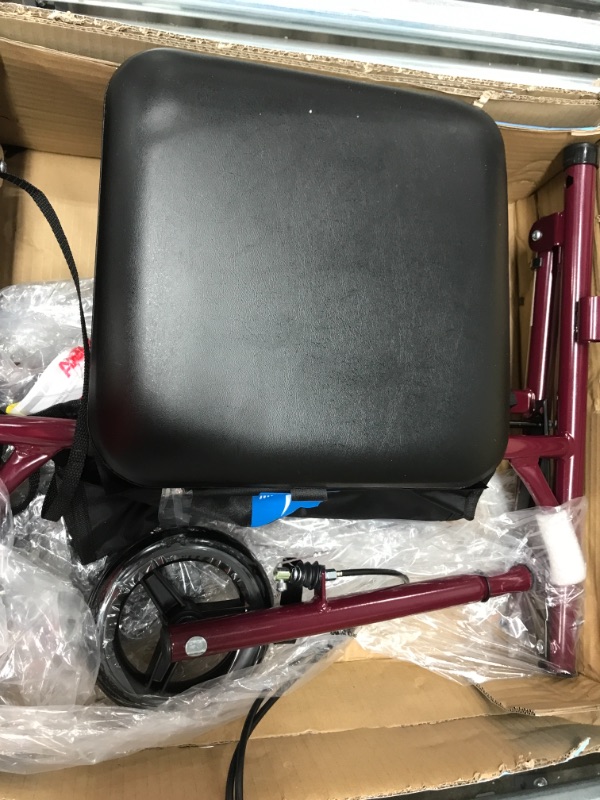 Photo 3 of Medline Steel Rollator Walker Burgundy 350 lbs Capacity