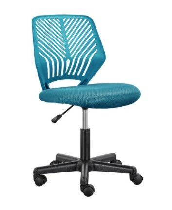 Photo 1 of Adjustable Armless Mid Back Office Chair, BLUE AND WHITE