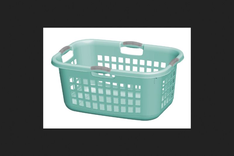 Photo 1 of *DAMAGED HANDLE**Sterilite Green Plastic Laundry Basket 2 Bushel
