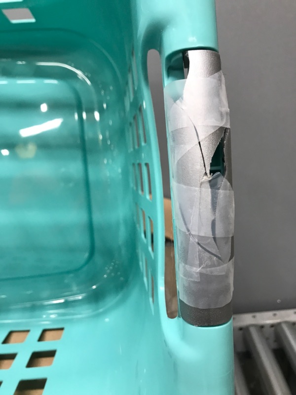 Photo 1 of *DAMAGED HANDLE**Sterilite Green Plastic Laundry Basket 2 Bushel
