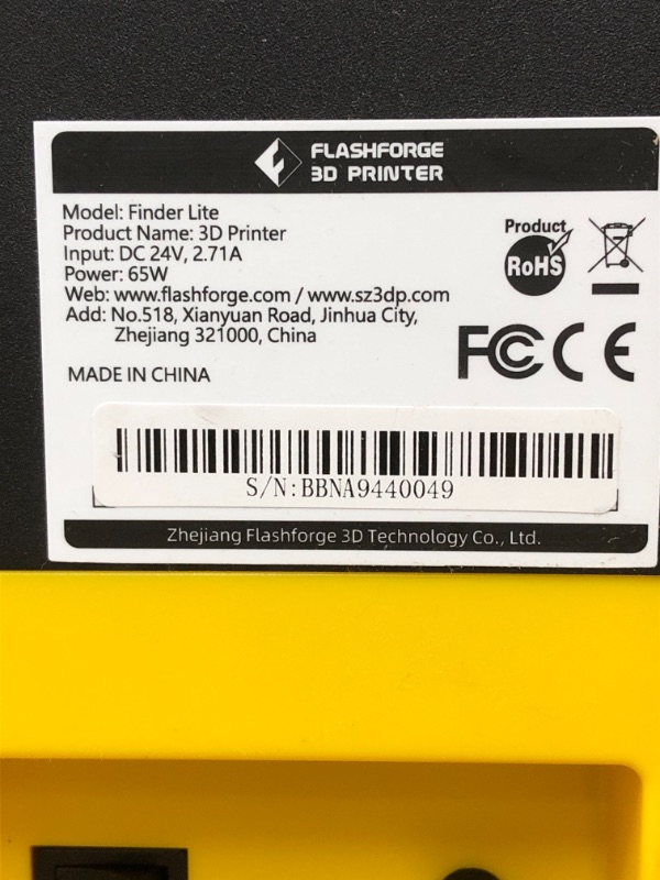 Photo 4 of Flashforge 3D Printer Finder Lite FDM Machine
Print Size140 x 140 x 140 mm.