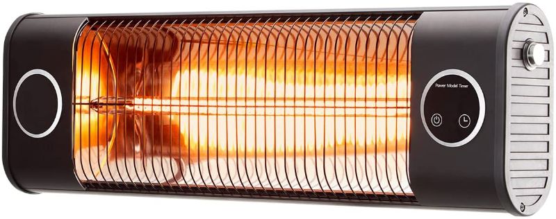 Photo 1 of Uthfy 150R Patio Heater,with Electric Infrared Technology and Carbon Fiber Tube,Wall Mounted,Remote Control and Overheating Protection for Outdoor/Indoor Use,1500W/700W,24 inches,black