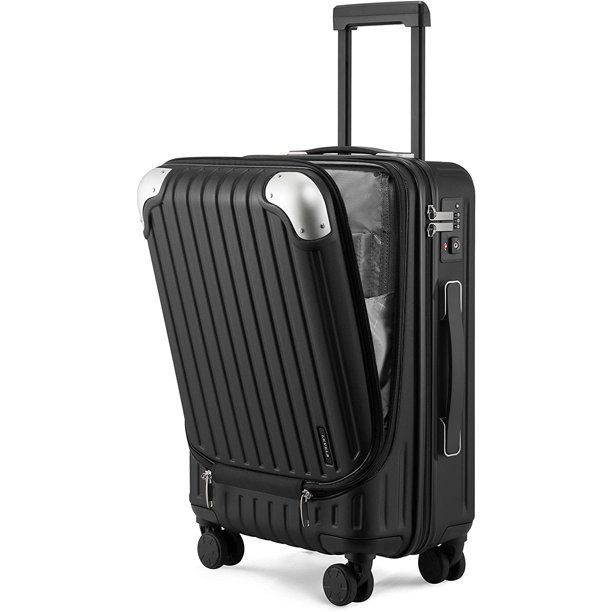 Photo 1 of LEVEL8 Grace Carry On Luggage, 20” Hardside Suitcase, ABS+PC Harshell Spinner Luggage with TSA Lock, Spinner Wheels - Black, 20-Inch Carry-On