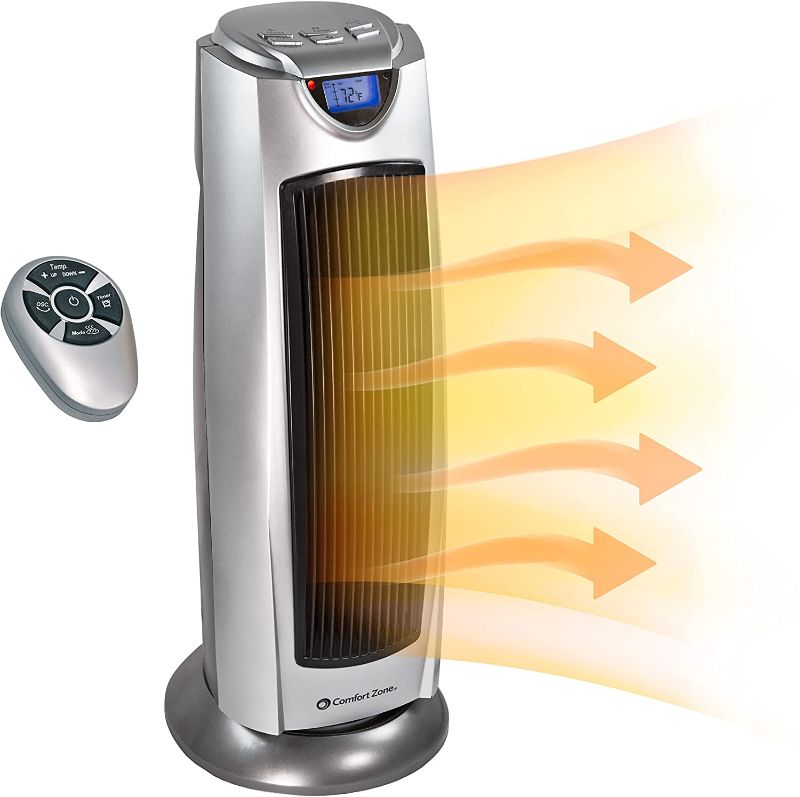 Photo 1 of Comfort Zone Digital Ceramic Oscillating Electric Tower Heater/Fan with Remote Control
