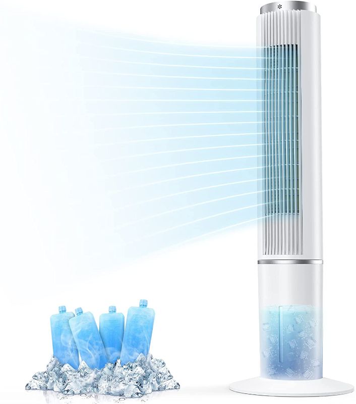 Photo 1 of HIFRESH Evaporative Air Cooler, 43-In Cooling Fan w/4 Ice Packs, 3 Speeds & Cooling Mode 600CFM Swamp Cooler, 70°Oscillation, 12-H Timer Remote Control Air Conditioner Portable for Room/Home/Office