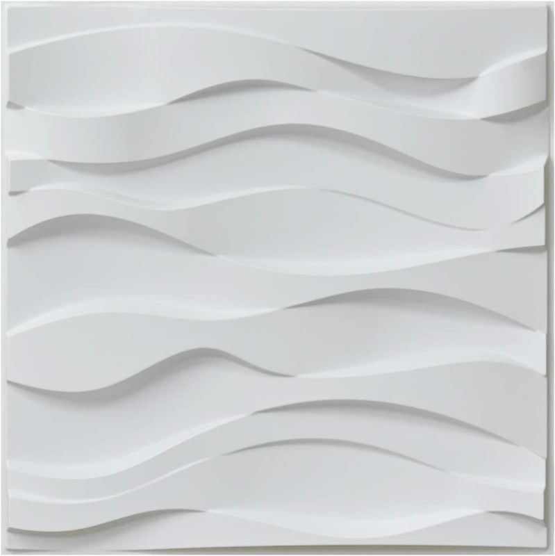 Photo 1 of Art3d Decorative 3D Wall Panels Wavy Wall Design,19.7"x19.7" Matt White (12 Pack)