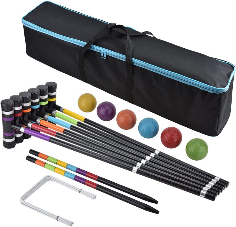 Photo 1 of [6 Players]Premium Croquet Set for Families, BroWill Croquet Set with Carrying Bag for Yard Outdoor Lawn Backyard Games for Kids Adults All Ages, 35 Inch