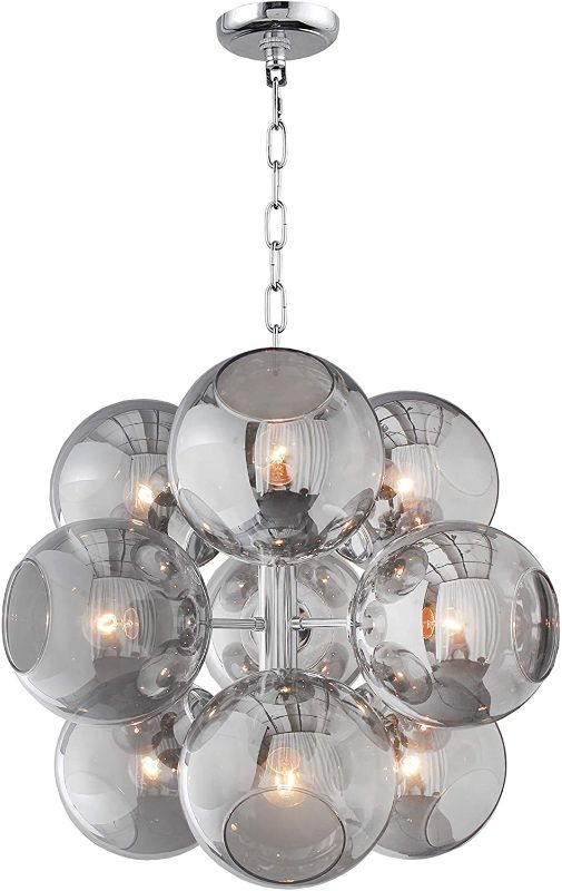 Photo 1 of 22.5 Inch Wide Modern Sputnik Chandelier Nine Smoked Glass Globe Shade Ceiling Lamp Mid Century
