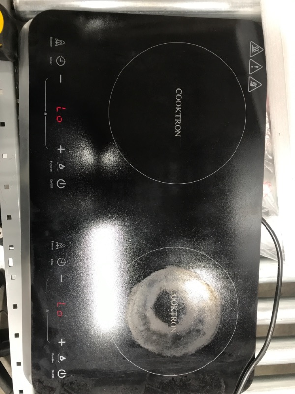 Photo 1 of COOKTRON Double Induction Cooktop Burner with Fast Warm-Up Mode, 1800w 2 Induction Burner with 10 Temperature 9 Power Settings, Portable Dual Induction Cooker Cooktop with Child Safety Lock & Time
