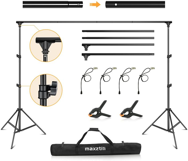 Photo 1 of  7 x 10 ft / 2 x 3 m Adjustable Background Stand Backdrop Support System Kit with Carry Bag for Photo Video Studio