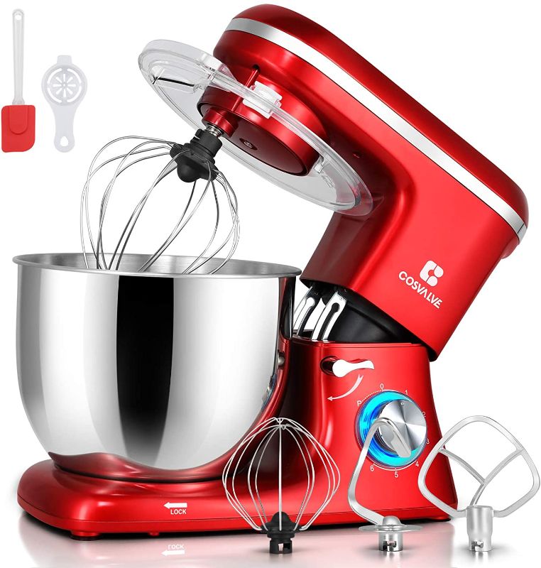 Photo 1 of **MINOR SCUFFING TO TOP OF BLENDER*
COSVALVE Stand Mixer,7-QT 660W 6-Speed Food Processing, Tilt-Head Food Mixer with Stainless Steel Bowl, Kitchen Electric Mixer with Dough Hook, Wire Whip & Beater (7 Qt. Red)
