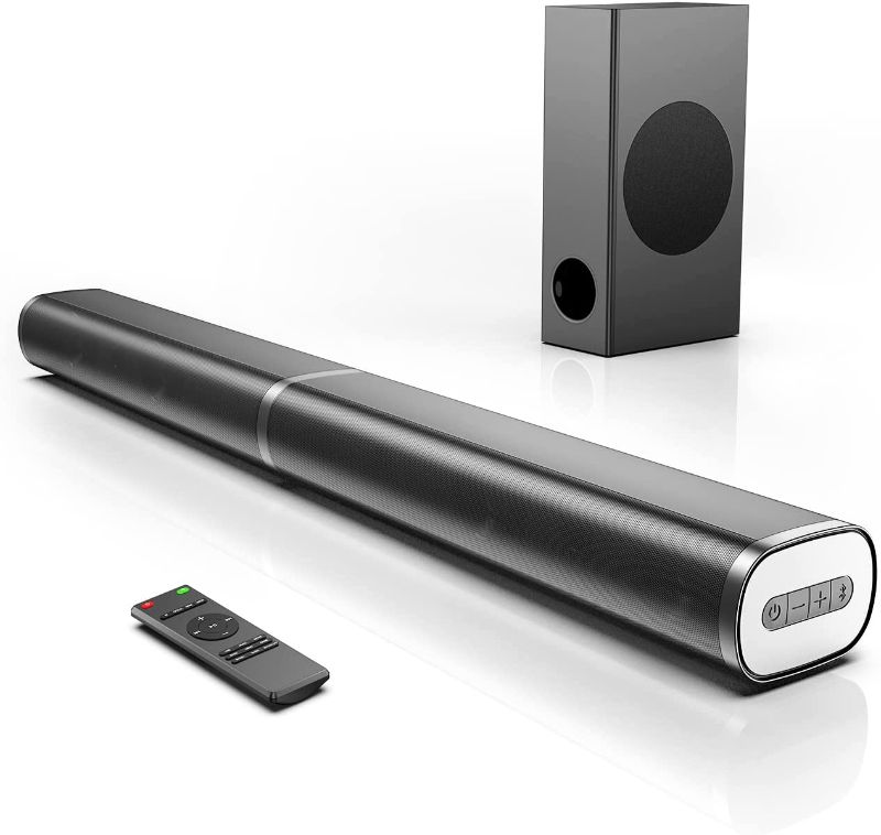 Photo 1 of Sound Bars for TV, 190W 2.1CH Sound Bar with Subwoofer,125dB, 6 EQ Modes, LED Display Off, Bass Adjustable Surround Sound, HDMI/Optical/Aux/USB, Remote Control, Wall Mountable
