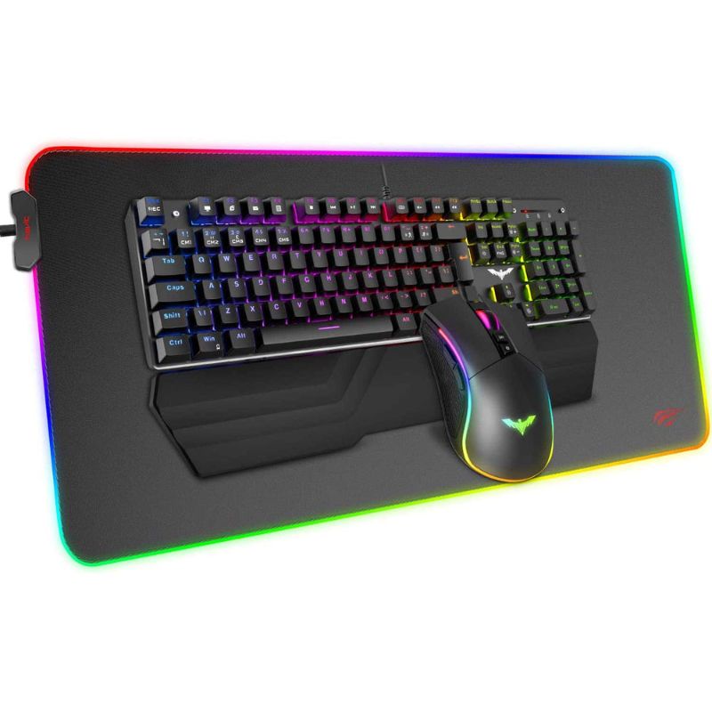 Photo 1 of HAVIT KB511L RGB Mechanical Keyboard Mouse & Mouse Pad Combo 104 Keys with Detachable Wrist Rest
