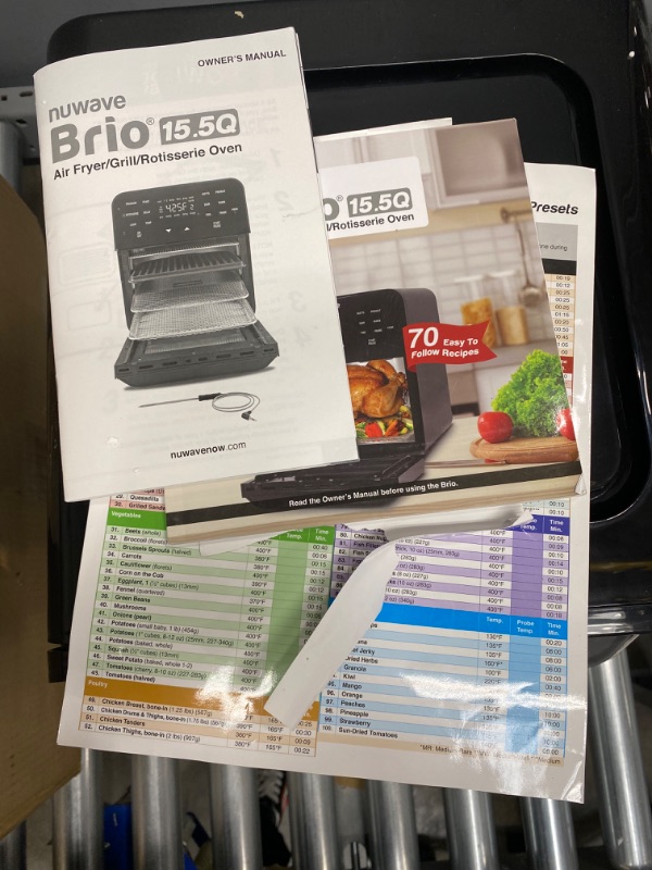 Photo 9 of **MAJOR DAMAGES, TOTAL TOP HALF DOES NOT CLOSE DUE TO IT FALLING, CORNERS ARE CHIPPED OUT AND SUPPORTS NO LONGER DO SO. BACK VENT DOES NOT FIT DUE TO DAMAGES**
NuWave Brio 15.5-Quart Large Capacity Air Fryer Oven + Grill; Patented Integrated Digital Tempe