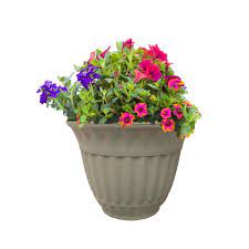 Photo 1 of 10 in. Stone Milano Planter 2 Pack ** Lighter Than Stock Photo**