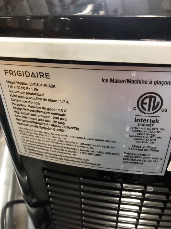 Photo 5 of FRIGIDAIRE EFIC101-BLACK Portable Compact Maker, 26 lb per Day, Ice Making Machine, Black
