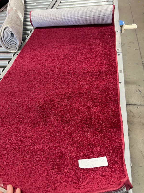 Photo 2 of August Shag Burgundy 2 ft. x 6 ft. Solid Runner Rug
