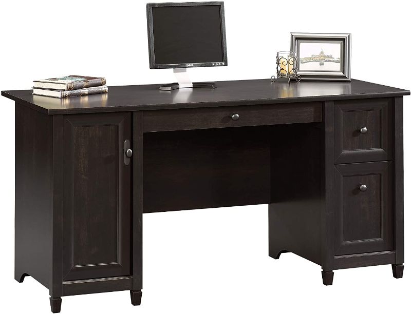 Photo 1 of Sauder Edge Water Computer Desk, L: 59.06" x W: 23.23" x H: 29.02", Estate Black finish
