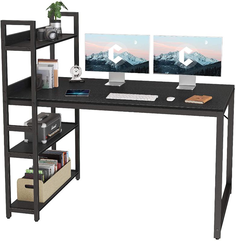 Photo 1 of Cubicubi Computer Desk 55 inch with Storage Shelves Study Writing Table for Home Office,Modern Simple Style,Black
