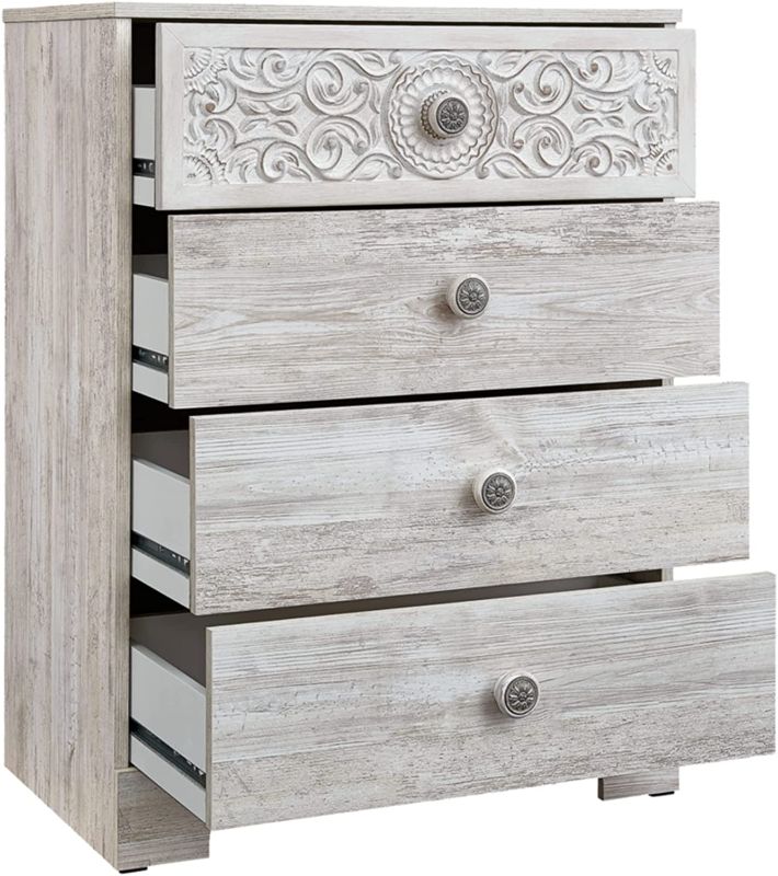 Photo 1 of 
Signature Design by Ashley Paxberry Boho 4 Drawer Chest of Drawers, Whitewash
