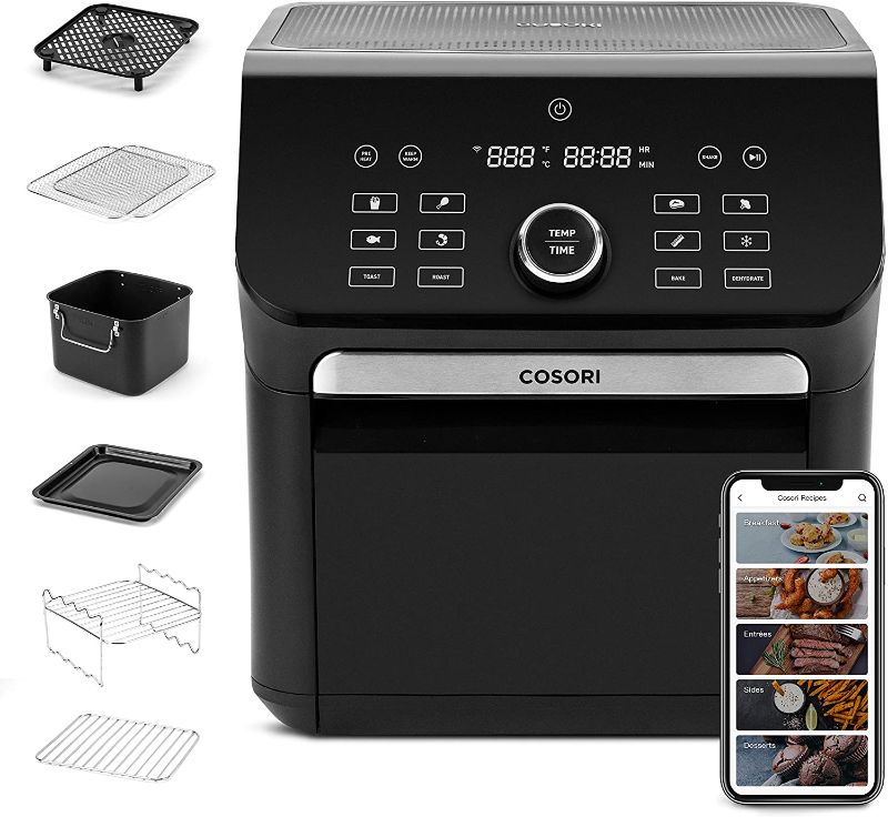 Photo 1 of COSORI Smart Air Fryer oven XL Large , 14-in-1 (100°F–450°F) with 7 Accessories for Pizza Toast Dehydrate Bake, 12 Presets, Shake Reminder, Works with Alexa, 1800W, Black