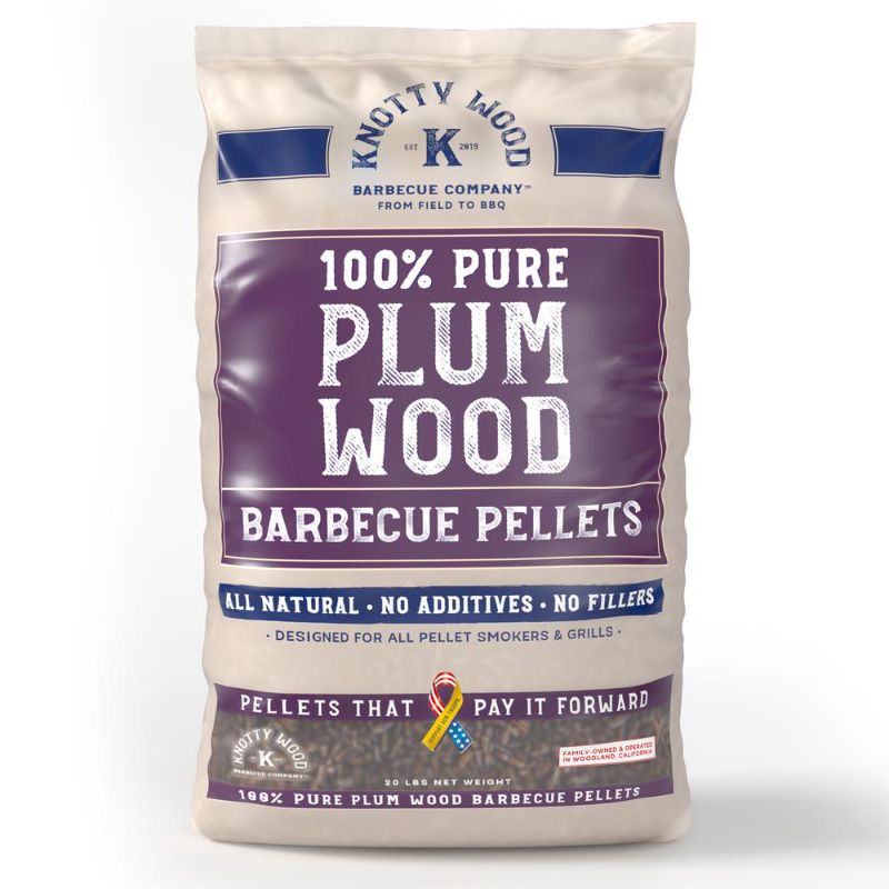 Photo 1 of ***BOX OF 2***  KNOTTY WOOD BARBECUE COMPANY 100% Pure Plum Wood BBQ Pellets from Makers of the Only Almond Wood Pellets
