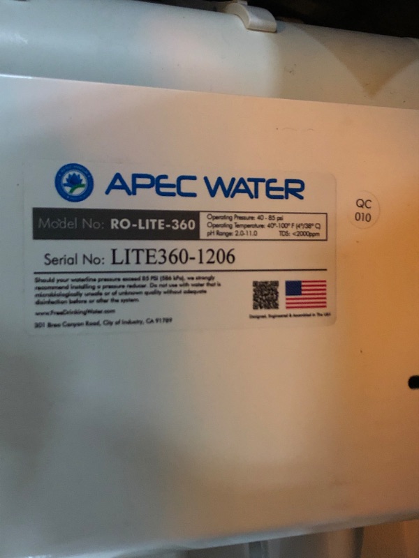 Photo 3 of ***INCOMPLETE BOX 1 OF 2*** APEC Water Systems Ultimate Indoor Reverse Osmosis 360 GPD Commercial-Grade Drinking Water Filtration System, White

