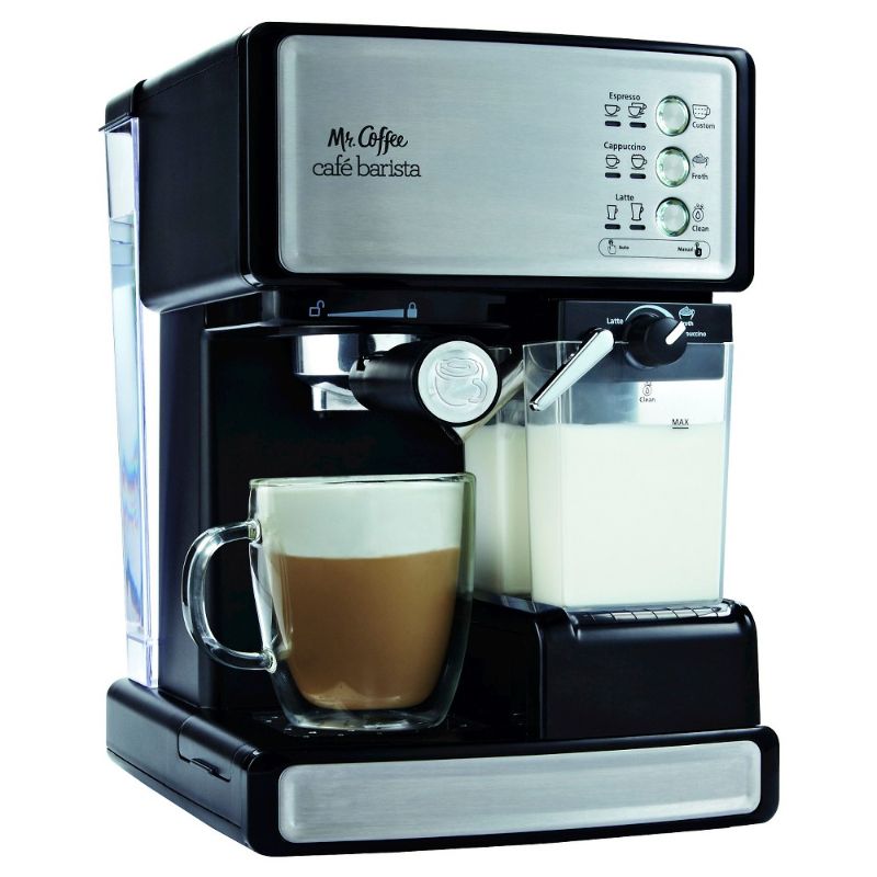 Photo 1 of Mr. Coffee 1-Cup Cafe Barista in Black Stainless Steel
