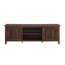 Photo 1 of *** PARTS ONLY *** 70 in. Dark Walnut Composite TV Stand Fits TVs Up to 78 in. with Storage Doors
