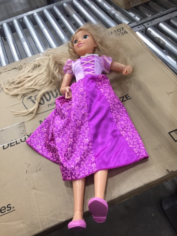 Photo 2 of DAMAGED* USED**
Disney Princess Rapunzel Doll 32" Playdate, My Size Articulated Doll, Comes with Brush to Comb Her Long Golden Locks, Movie Inspired Purple Dress, Removable Shoes & A Tiara
