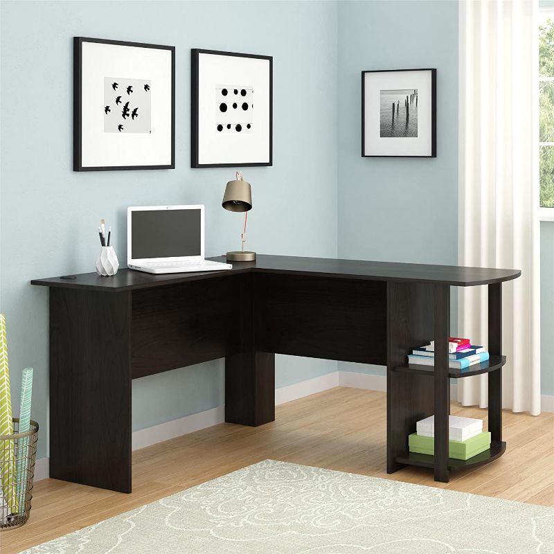 Photo 1 of Ameriwood Home Dakota L-Shaped Desk with Bookshelves, Espresso 51.31"D x 53.63"W x 28.25"H

