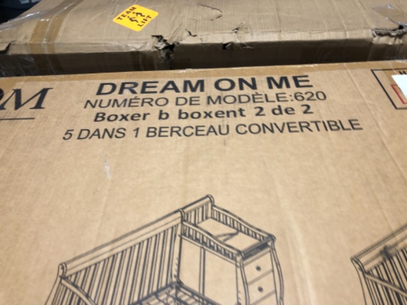 Photo 3 of **box 1 only** Dream On Me 5-in-1 Brody Convertible Crib with Changer in White