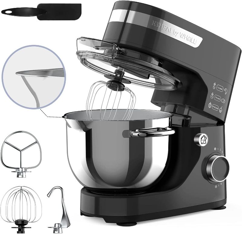 Photo 1 of Stand Mixer, whall 12-Speed Tilt-Head Kitchen Mixer, Electric Food Mixer with Dough Hook/Wire Whip/Beater, 4.5QT Stainless Steel Bowl, for Baking Bread,Cakes,Cookie,Pizza,Egg,Salad
