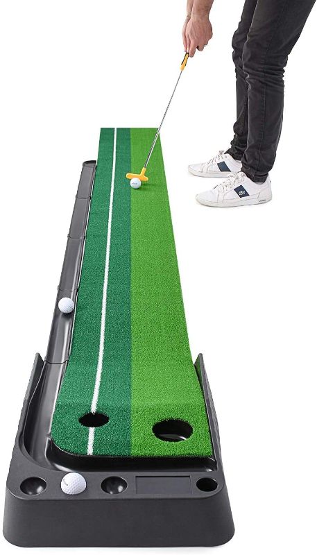 Photo 1 of AbcoTech Indoor Golf Putting Green – Mini Golf Set, Golf Training Aid - Golf Accessories for Men, Golf Gifts for Men, Tech Gifts, Office Gifts, Indoor Games, Outdoor – Golf Mat with 3 Bonus Balls 118 in x 11.8 in x 4"

