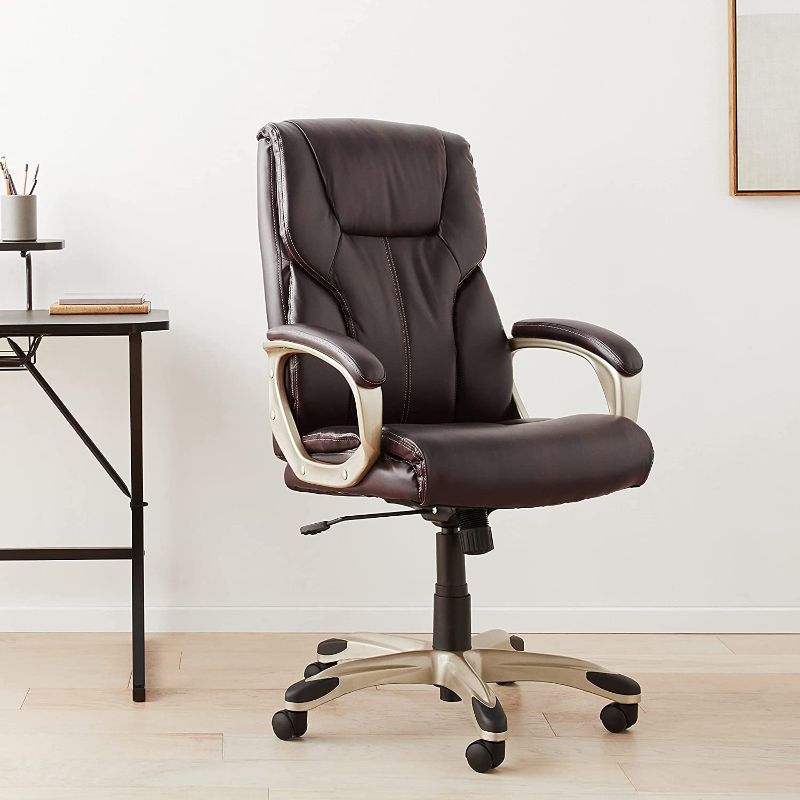 Photo 1 of Executive Home Office Desk Chair with Padded Armrests, Adjustable-Height/Tilt Rolling Swivel Chair