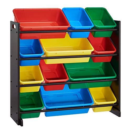 Photo 1 of ROCKPOINT Kid‘s origanizer 12 Bins Espresso/Primary Toy Storage Organizer
