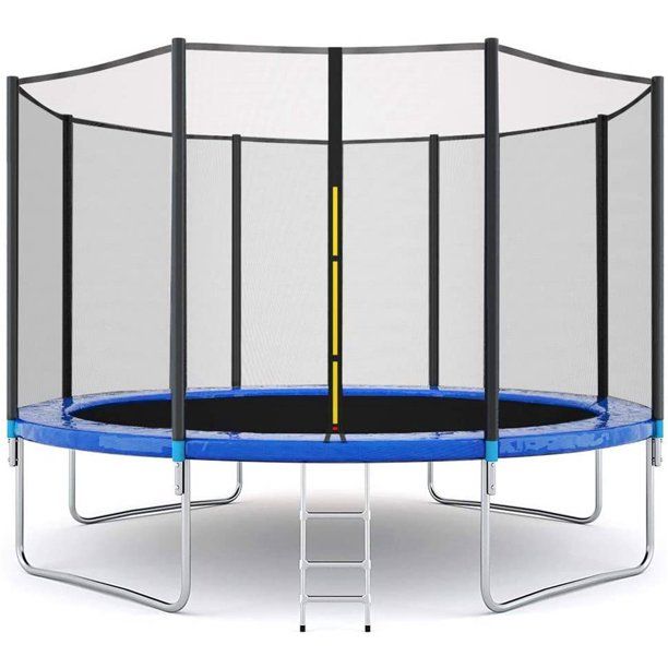 Photo 1 of 12ft Trampoline with Enclosure, New Upgraded Kids Outdoor Trampoline with Ladder, Heavy Duty Round Trampoline for Indoor or Outdoor Backyard, Holds 300lbs, L3752
