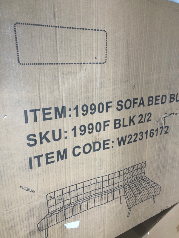 Photo 1 of 1990f sofa bed black fabic with metal legs box 2/2