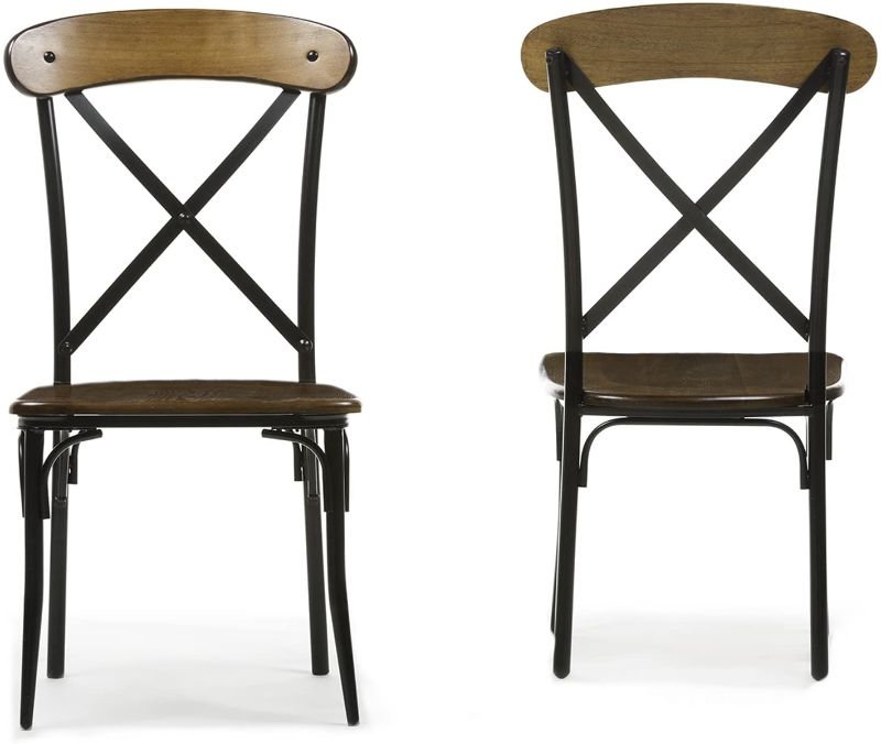 Photo 1 of Baxton Studio Broxburn Light Brown Wood and Metal Dining Chair (Set of 2)
