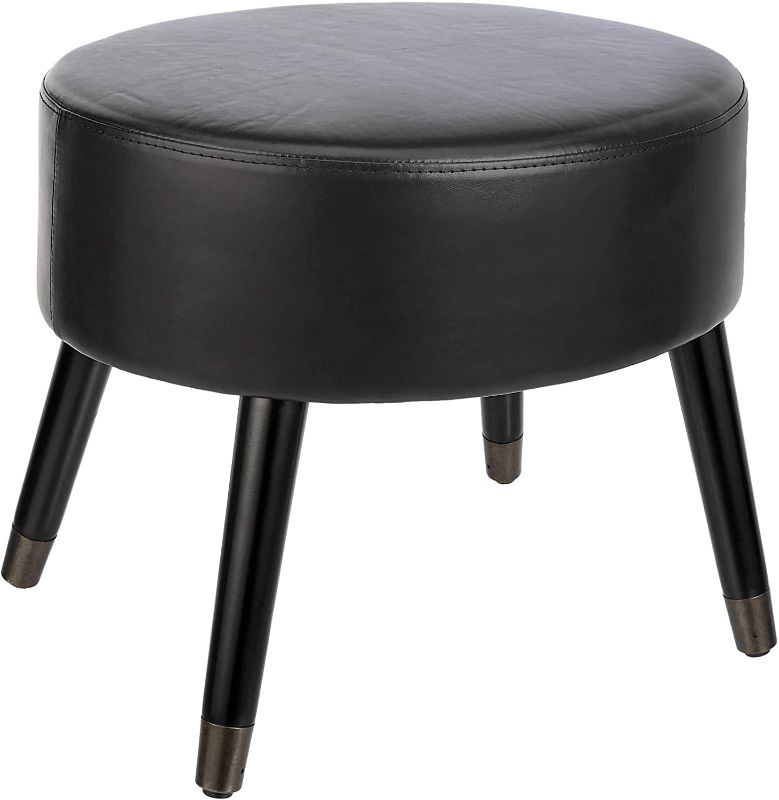 Photo 1 of FIRST HILL FHW Comfort elliptical Ottoman,Black Faux Leather
