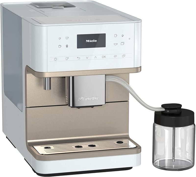 Photo 1 of ***PARTS ONLY*** NEW Miele CM 6360 MilkPerfection Automatic Wifi Coffee Maker & Espresso Machine Combo, Lotus White & Clean Steel Metallic - Grinder, Milk Frother, Cup Warmer, Glass Milk Container
