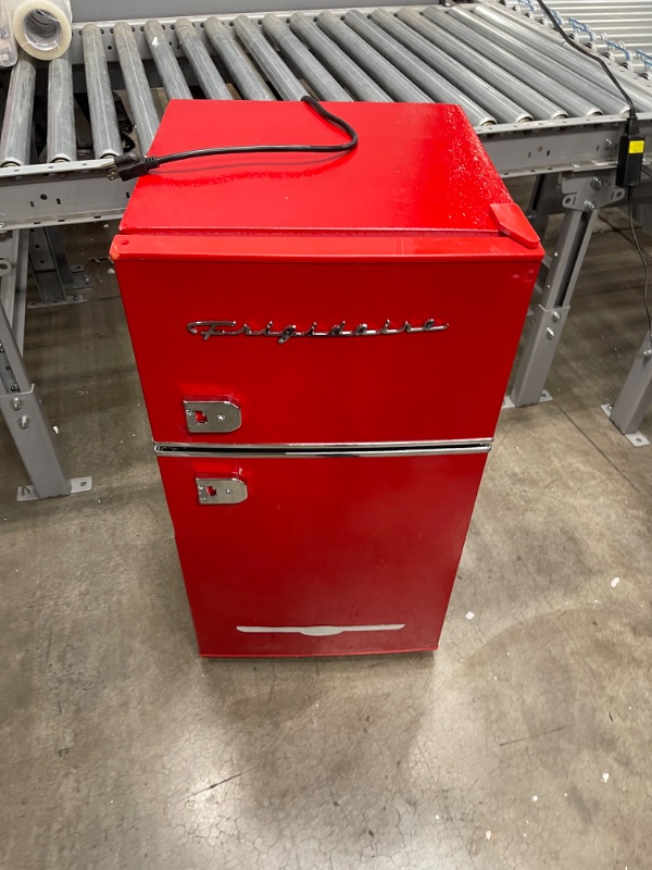 Photo 2 of **PARTS ONLY** Frigidaire Retro 3.2 Cu Ft Two Door Compact Refrigerator with Freezer, Red
