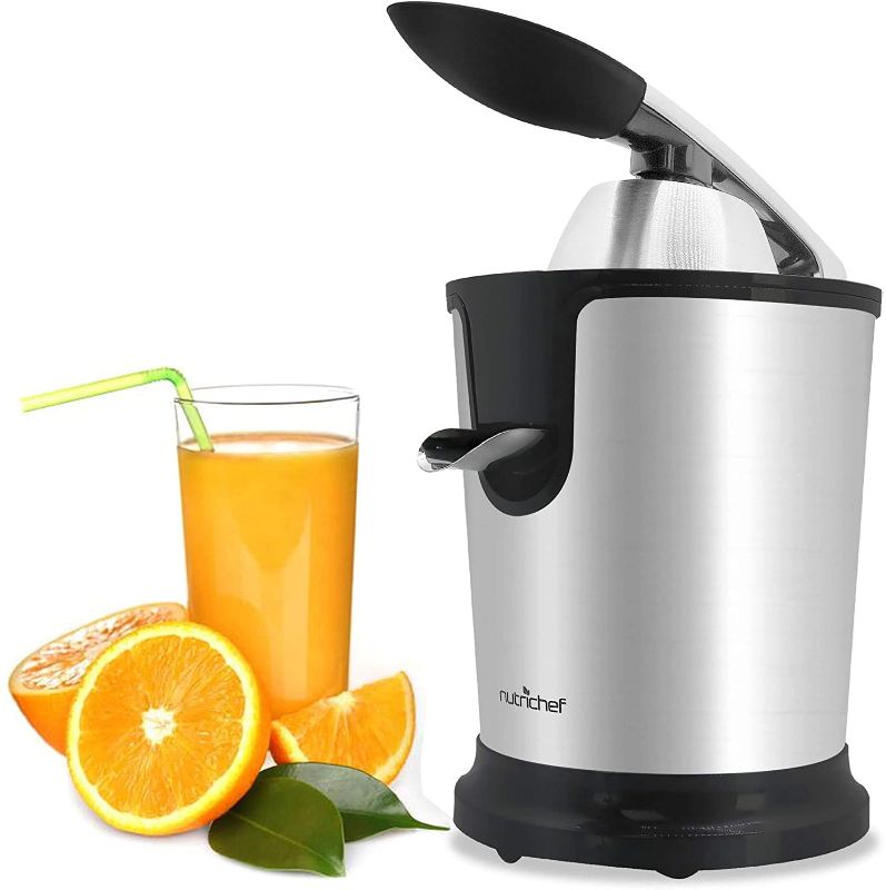 Photo 1 of Stainless Steel Electric Juice Press-Citrus Juicer or Squeezer Masticating Machine w/ 160W Power, Handle & Cone for Orange, Lime, Pomegranate and Grapefruit and Lemon Fruit-NutriChef PKJCR305