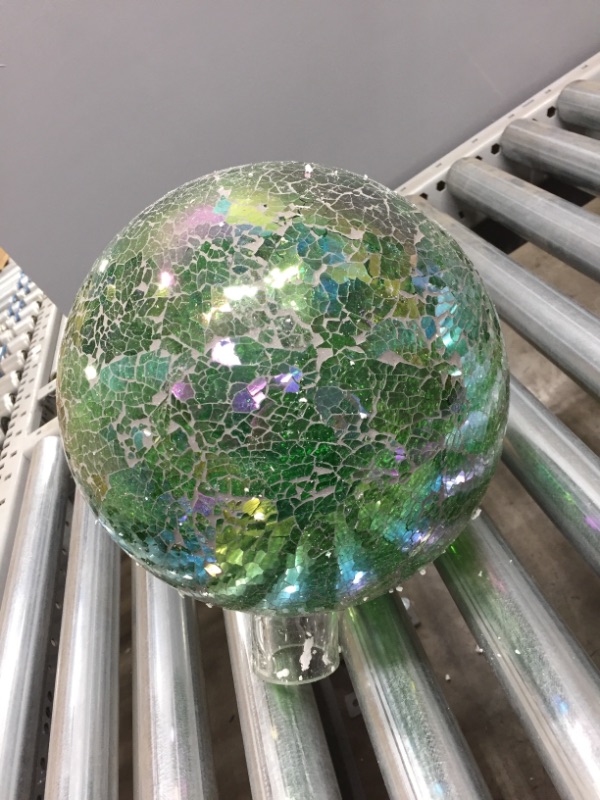 Photo 1 of 10 Inch Mosaic Colorful Gazing Ball,Iridescent Crackled Glass Mosaic Globe for Yard & Garden (Blue)