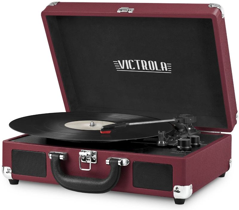 Photo 1 of Victrola Vintage 3-Speed Bluetooth Portable Suitcase Record Player with Built-in Speakers | Upgraded Turntable Audio Sound| Includes Extra Stylus | Marsala (VSC-550BT-ML)