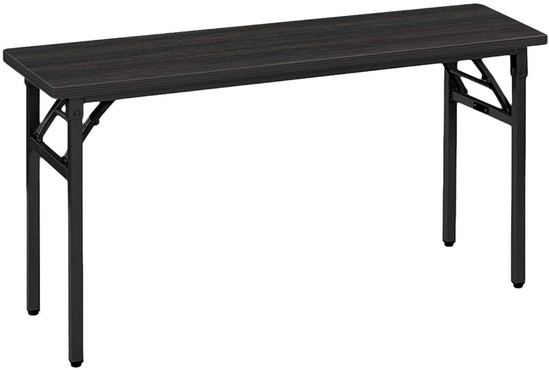 Photo 1 of **SIMILAR TO STOCK PHOTO**MINOR SCRATCH ON SIDE OF TABLE**
Amazon Basics Multipurpose Foldable Training/Computer Table  Inches, Wood Surface, Black Desktop with Black Legs
