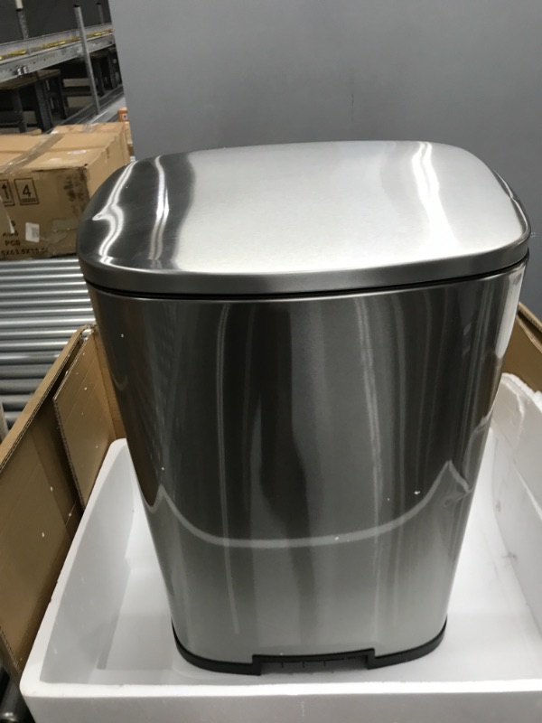 Photo 3 of **FOOT PEDAL IS BROKEN**
13.2 Gallon(50L) Trash Can, Stainless Steel Rectangular Garbage Bin with Lid and Inner Bucket, Silent Gentle Open 
